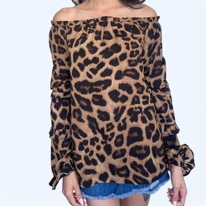 Miche Brown and Black Leopard Print Top